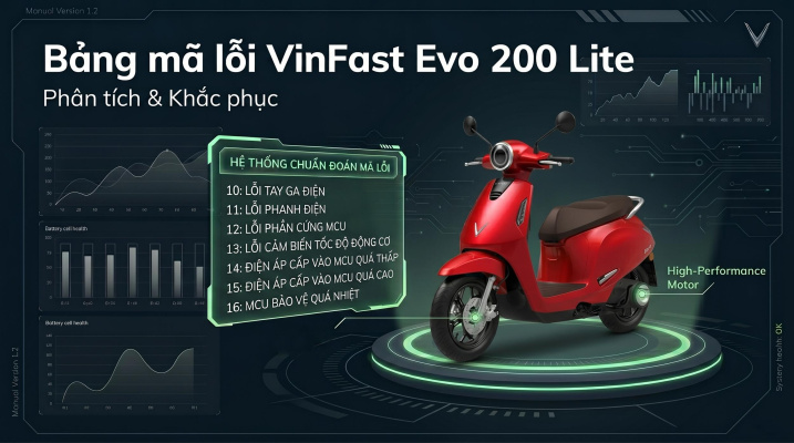 Mã lỗi xe máy điện VinFast Evo 200 Lite đầy đủ (Tra cứu & xử lý)