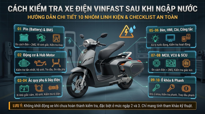 Cách Kiểm Tra Xe Điện VinFast Sau Khi Ngập Nước: Checklist Chi Tiết