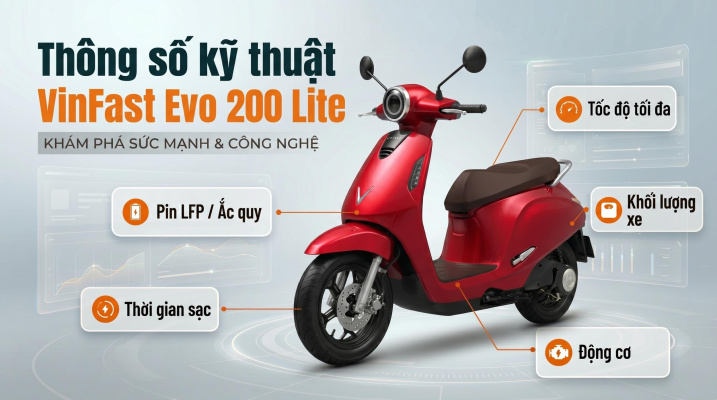 Thông Số Kỹ Thuật Xe Máy Điện VinFast Evo 200 Lite Chi Tiết 2026