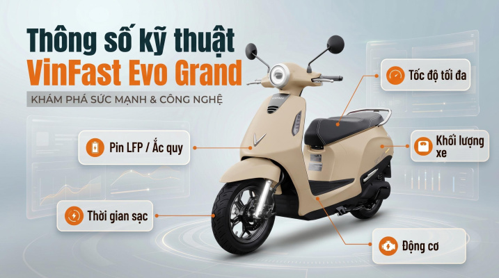 Thông số kỹ thuật xe máy điện VinFast Evo Grand