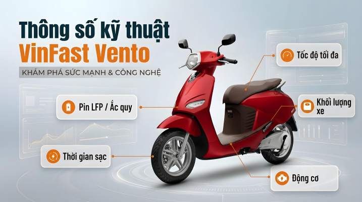 Thông số kỹ thuật xe máy điện VinFast Vento chi tiết 2026