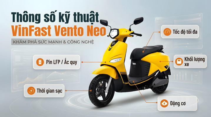Thông số kỹ thuật xe máy điện VinFast Vento Neo chi tiết 2026