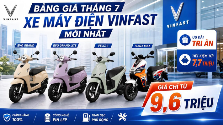 Bảng báo giá mới nhất 05/07 Xe Máy Điện VinFast – Chỉ từ 9,6 triệu kèm pin