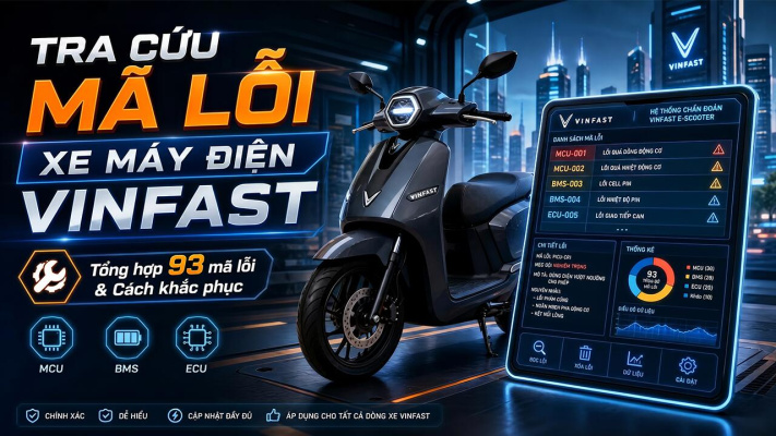 TRA CỨU MÃ LỖI XE MÁY ĐIỆN VINFAST TỰ ĐỘNG & CÁCH KHẮC PHỤC